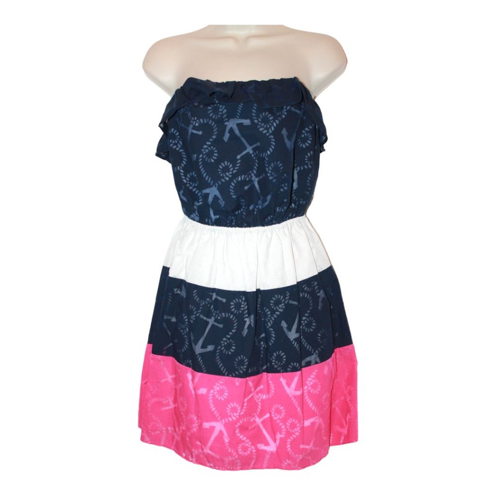 Lilly Pulitzer Anchor Overlay Tiered Dress Sleeveless Lined